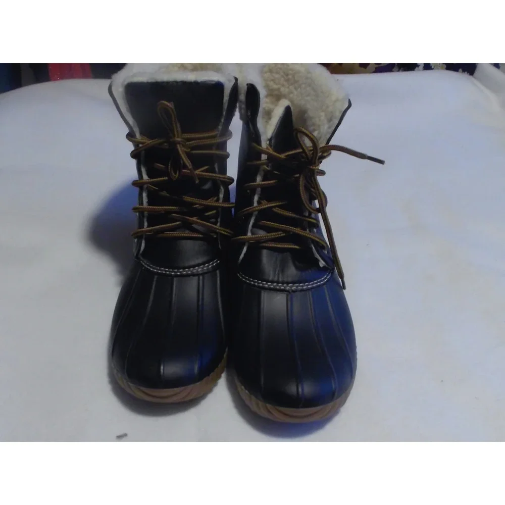 Henry Ferrera Mission-300 Mens Duck Boots Black Faux Leather Shearling Lined 10